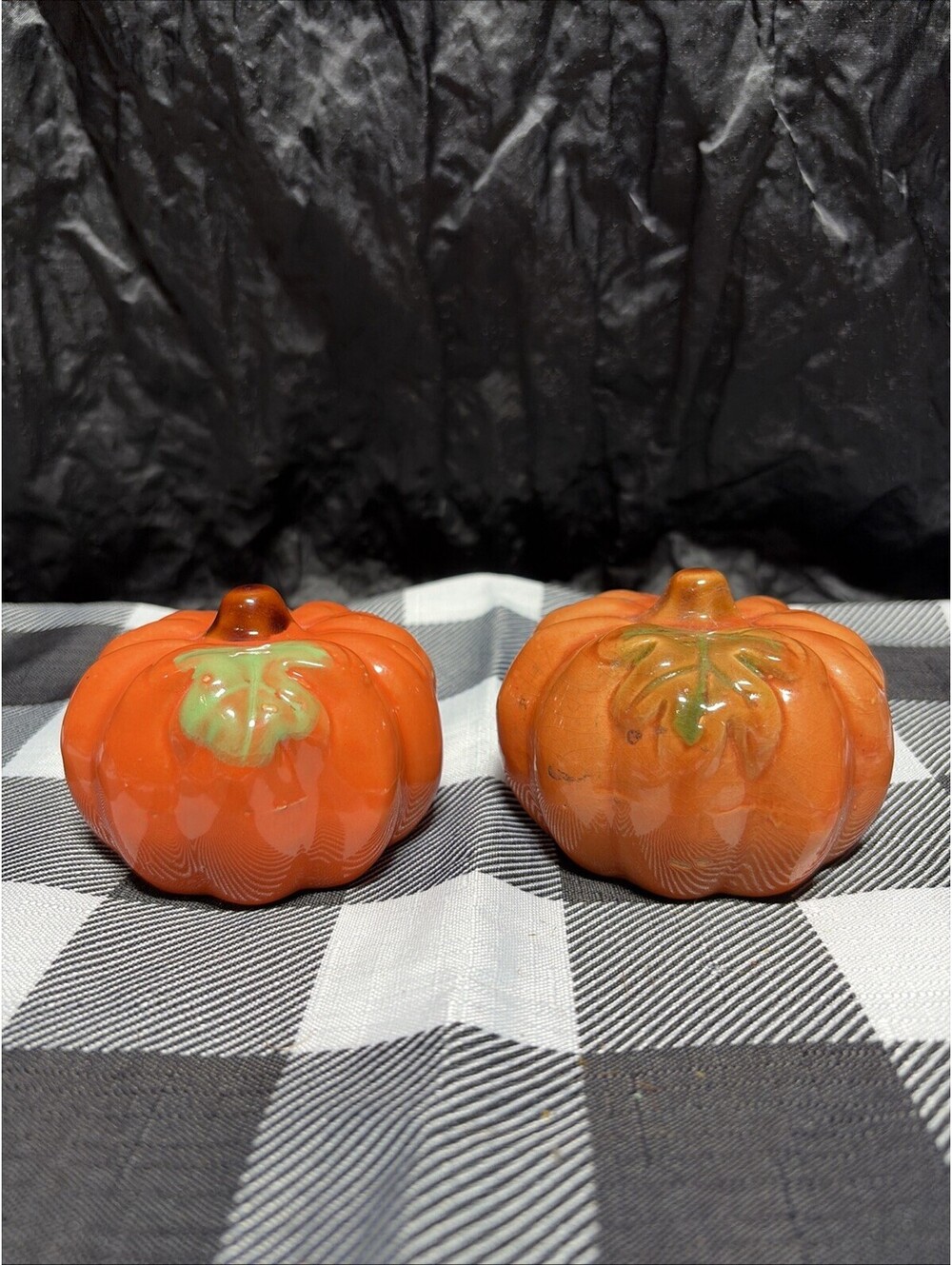 Mini Ceramic Orange Pumpkins  Lot Of 2